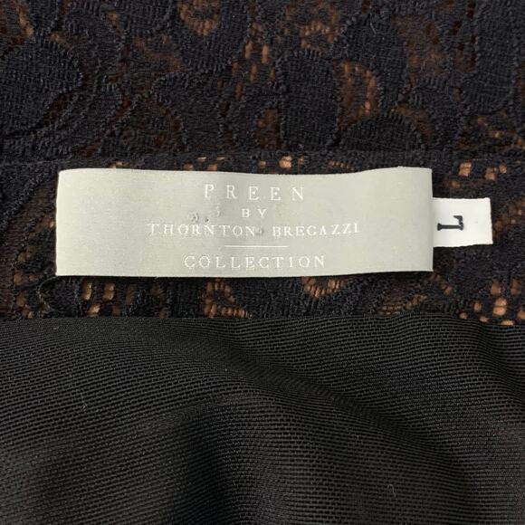 Preen by Thornton Bregazzi Strapless Lace Bow Back Dress Nude Illusion Mini - Picture 11 of 12